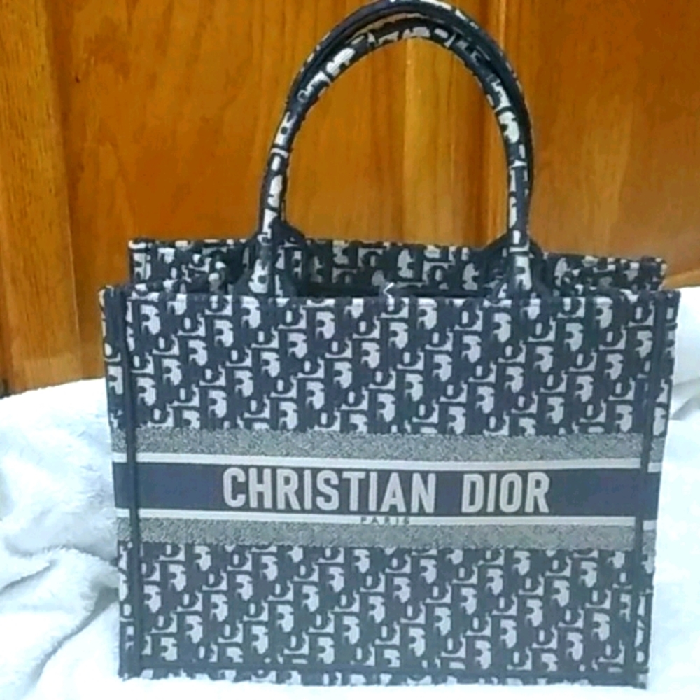 Christian Dior Small Blue Book Tote Bag